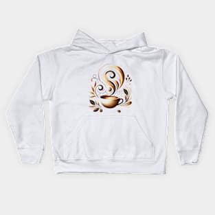 Golden Aroma Swirl, Life brings after coffee Kids Hoodie